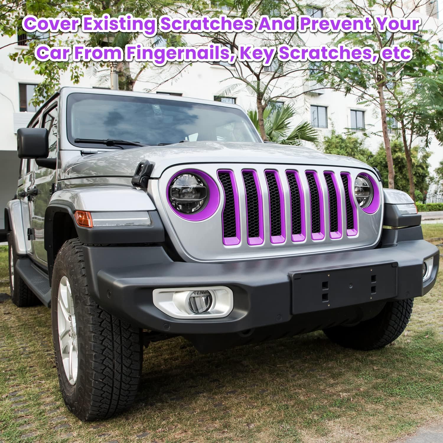 Insertos de malla frontal y cubierta de faros delanteros para Jeep Wrangler JL JLU Unlimited SportSports 2018-2023, accesorios exteriores con clip,