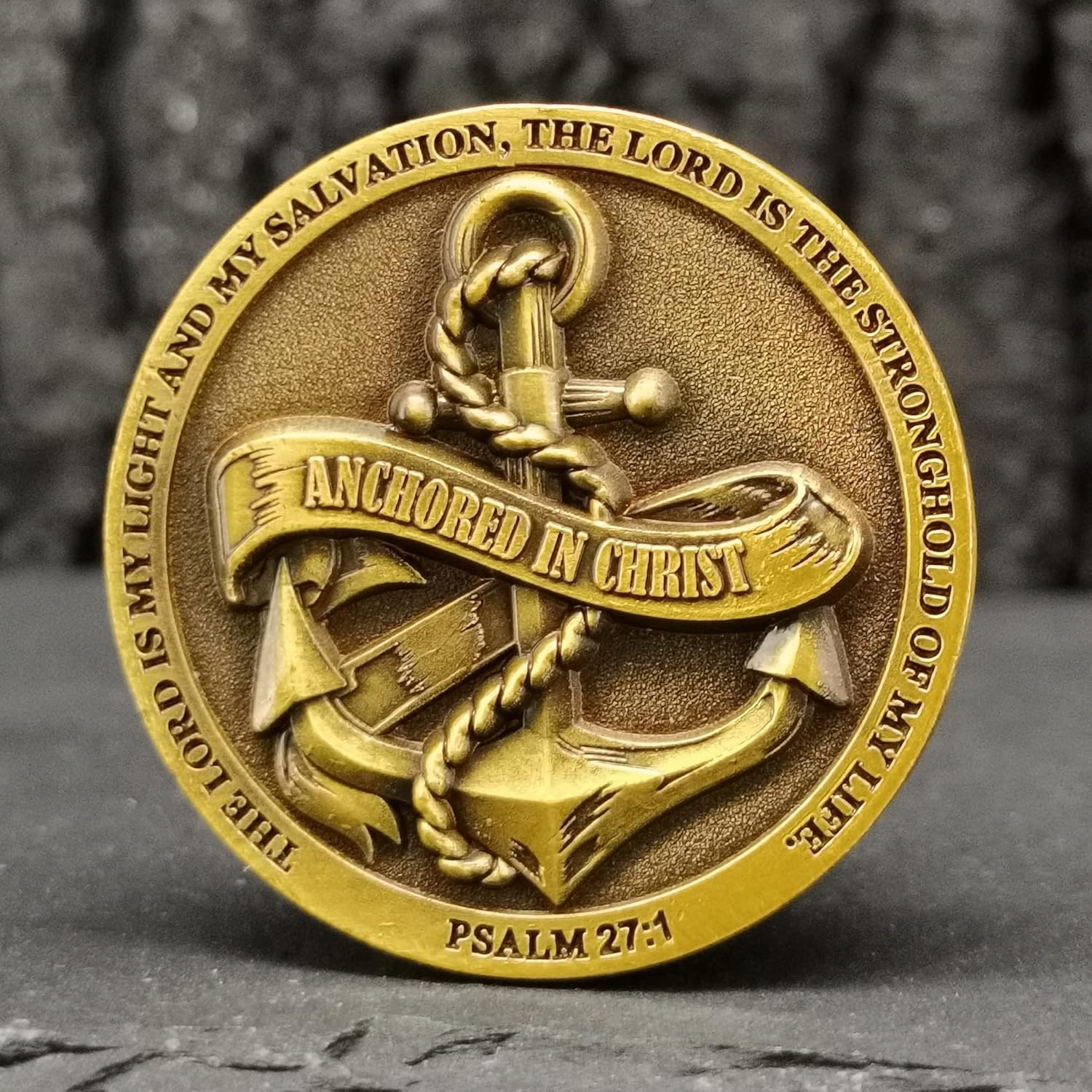 Moneda de desafío anclada en Cristo, símbolo de fe y fuerza, ficha de abrazo de bolsillo cristiana (paquete de 3)