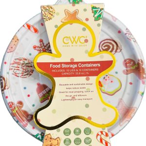 COOK WITH COLOR Recipiente de almacenamiento de alimentos, 10 tapas y 10 contenedores, 33.8 onzas  1 l, edición redondafestiva (HLFS1) COOK WITH COLOR Recipiente de almacenamiento de alimentos, 10 tapas y 10 contenedores, 33.8 onzas  1 l, edición redondafestiva (HLFS1)