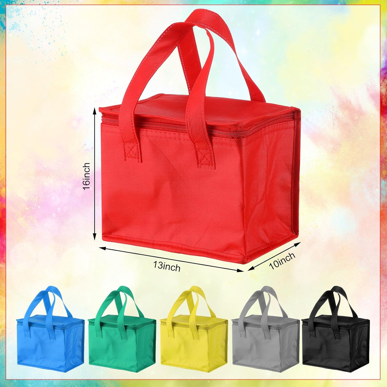 Mifoci Paquete de 6 bolsas aisladas para entrega de alimentos a granel, 16 x 10 x 13 pulgadas, bolsas aisladas para llevar, bolsas de compras