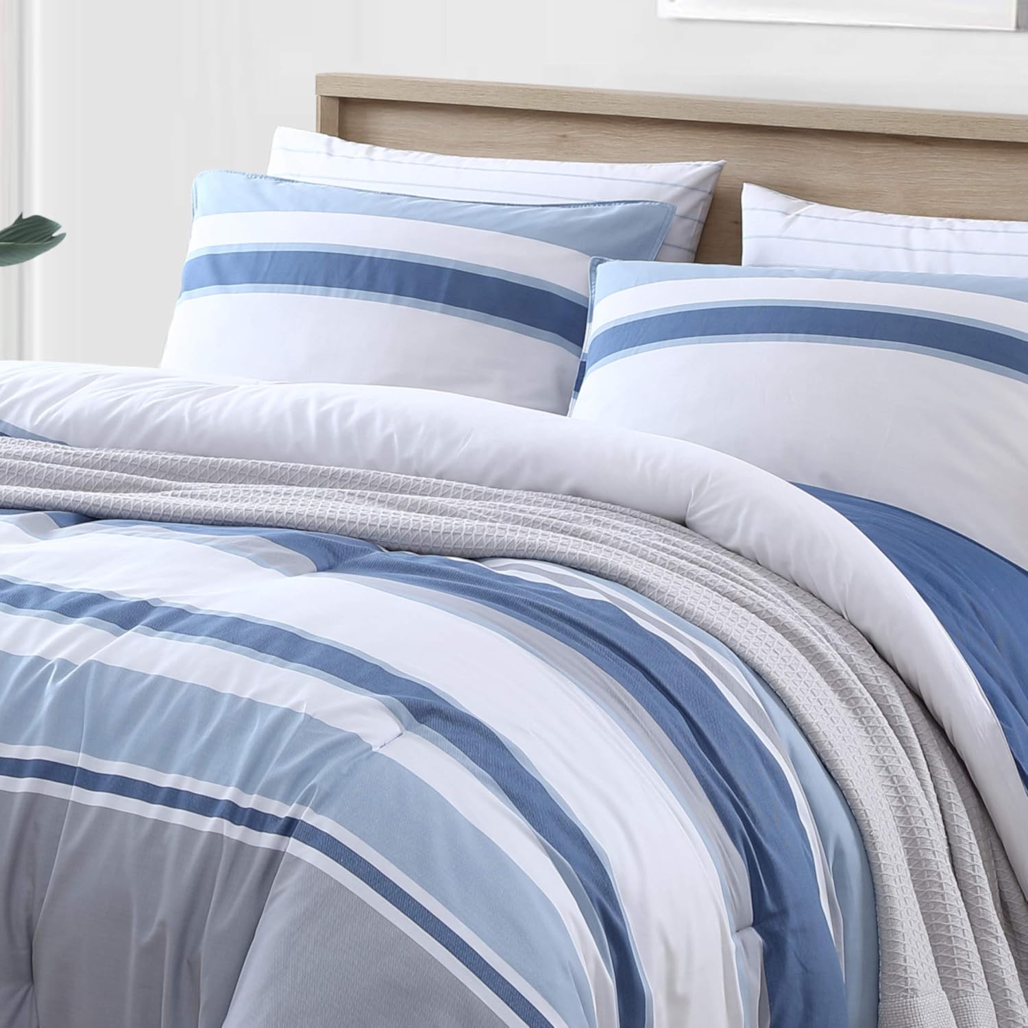 Nautica – Juego de edredón Queen, ropa de cama reversible de algodón con fundas a juego, decoración del hogar para todas las estaciones (recortadora