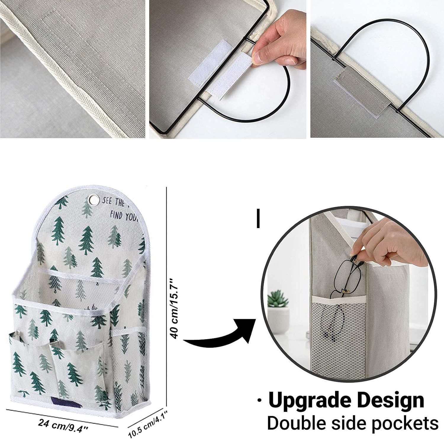 Paquete de 2 bolsas de almacenamiento para colgar en la pared del hogar, cesta organizadora de escritorio, cesta de almacenamiento colgante de lino