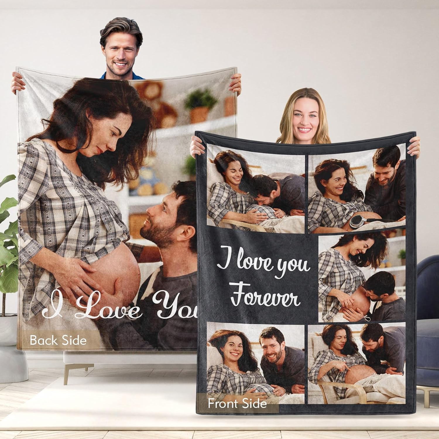 MeMoShe Regalos para parejas, manta personalizada de doble cara con fotos, regalos de cumpleaños para novio, novia, manta personalizada de franela