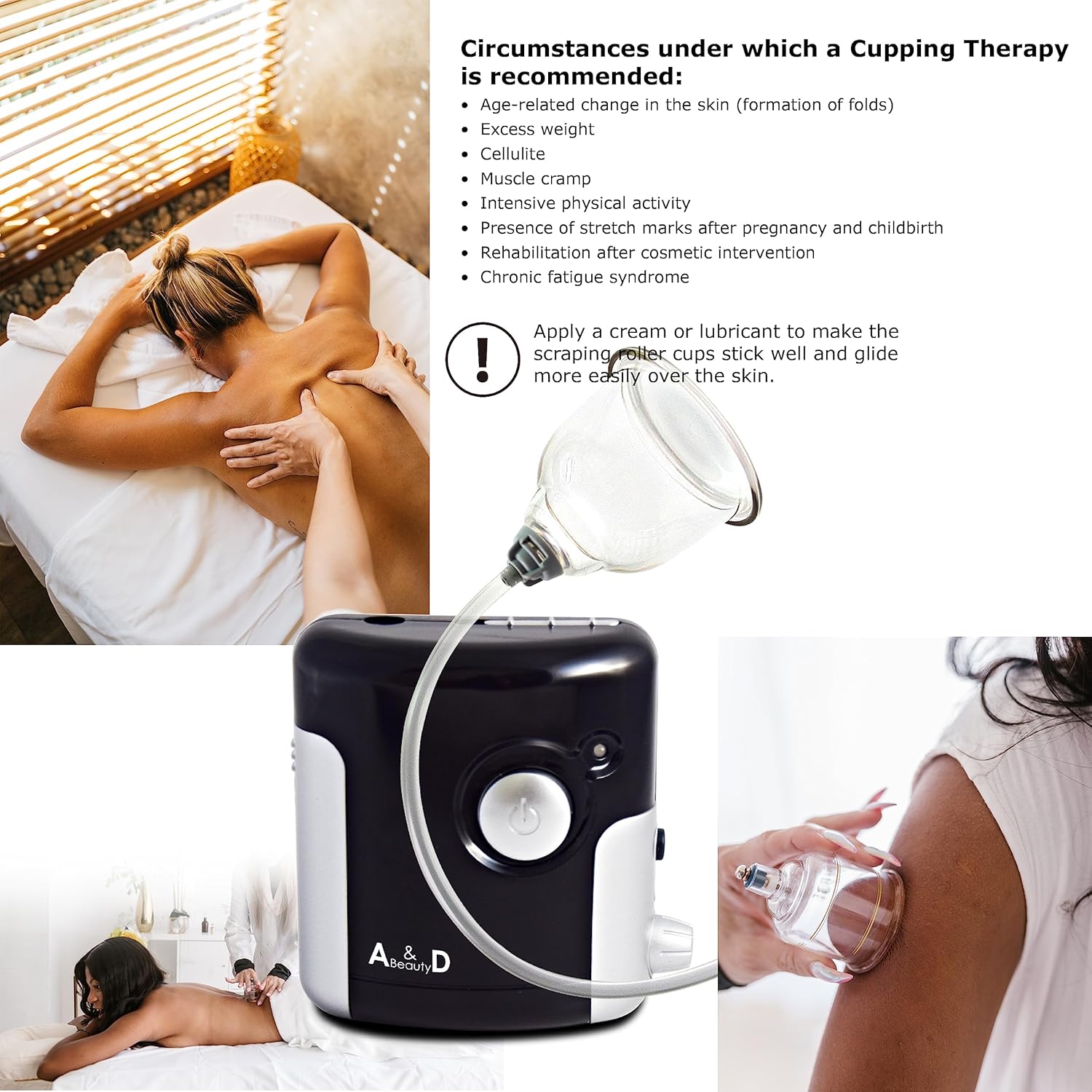 A & D Beauty Juego de terapia de ventosas, masajeador facial al vacío Dermo, experimenta el masaje eléctrico de ventosas, tratamiento de celulitis,