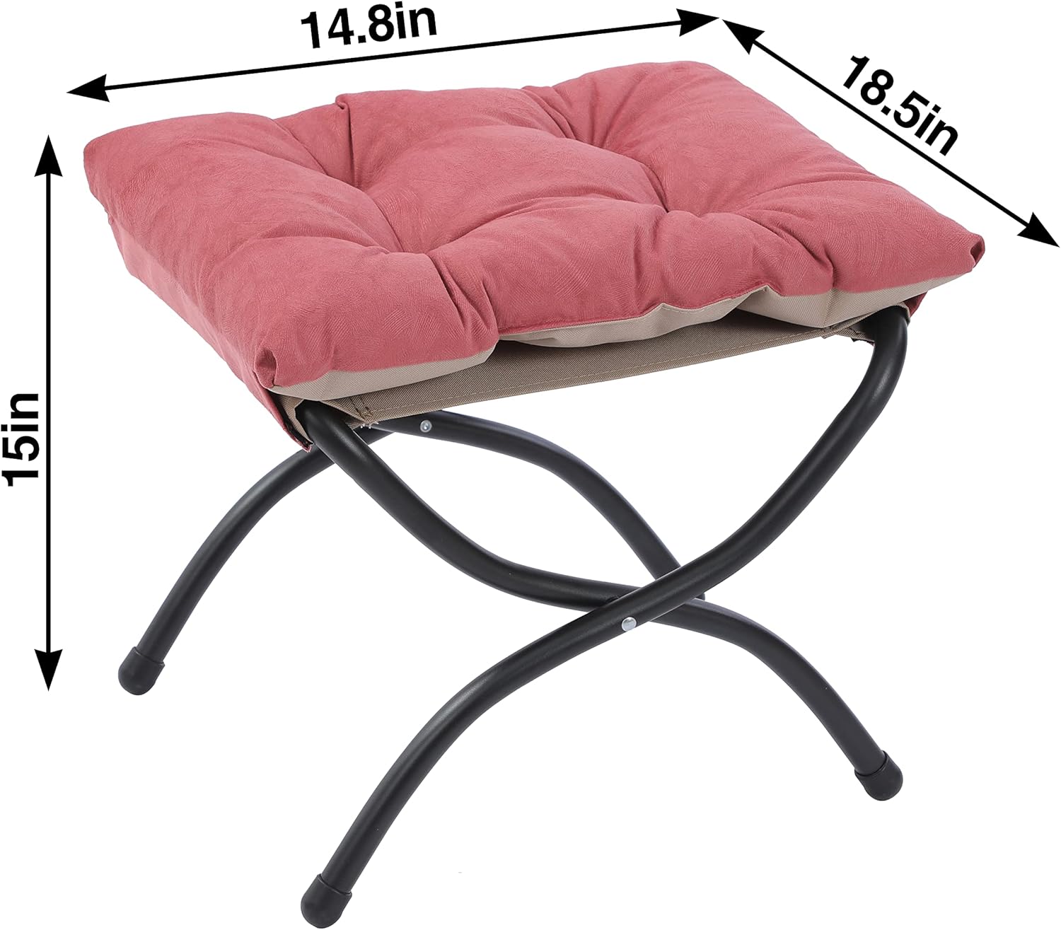 Taburete plegable de 15 pulgadas, reposapiés de acento pequeño, elegante otomana plegable con marco de metal, reposapiés plegable tapizado Morden
