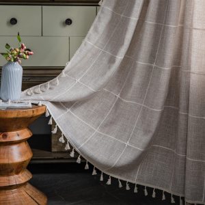 1 panel de cortinas bohemias de 63 pulgadas de ancho x 63 pulgadas de largo, de lino y algodón, para dormitorio, cortinas semiopacas con bordados de 1 panel de cortinas bohemias de 63 pulgadas de ancho x 63 pulgadas de largo, de lino y algodón, para dormitorio, cortinas semiopacas con bordados de