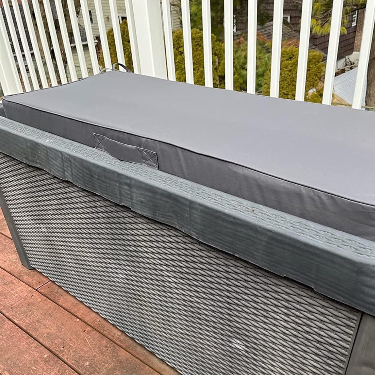 Faible Poisson Cojín de banco para exteriores, 48 x 18 pulgadas, impermeable, para columpios, muebles de jardín, patio, con asa y correas