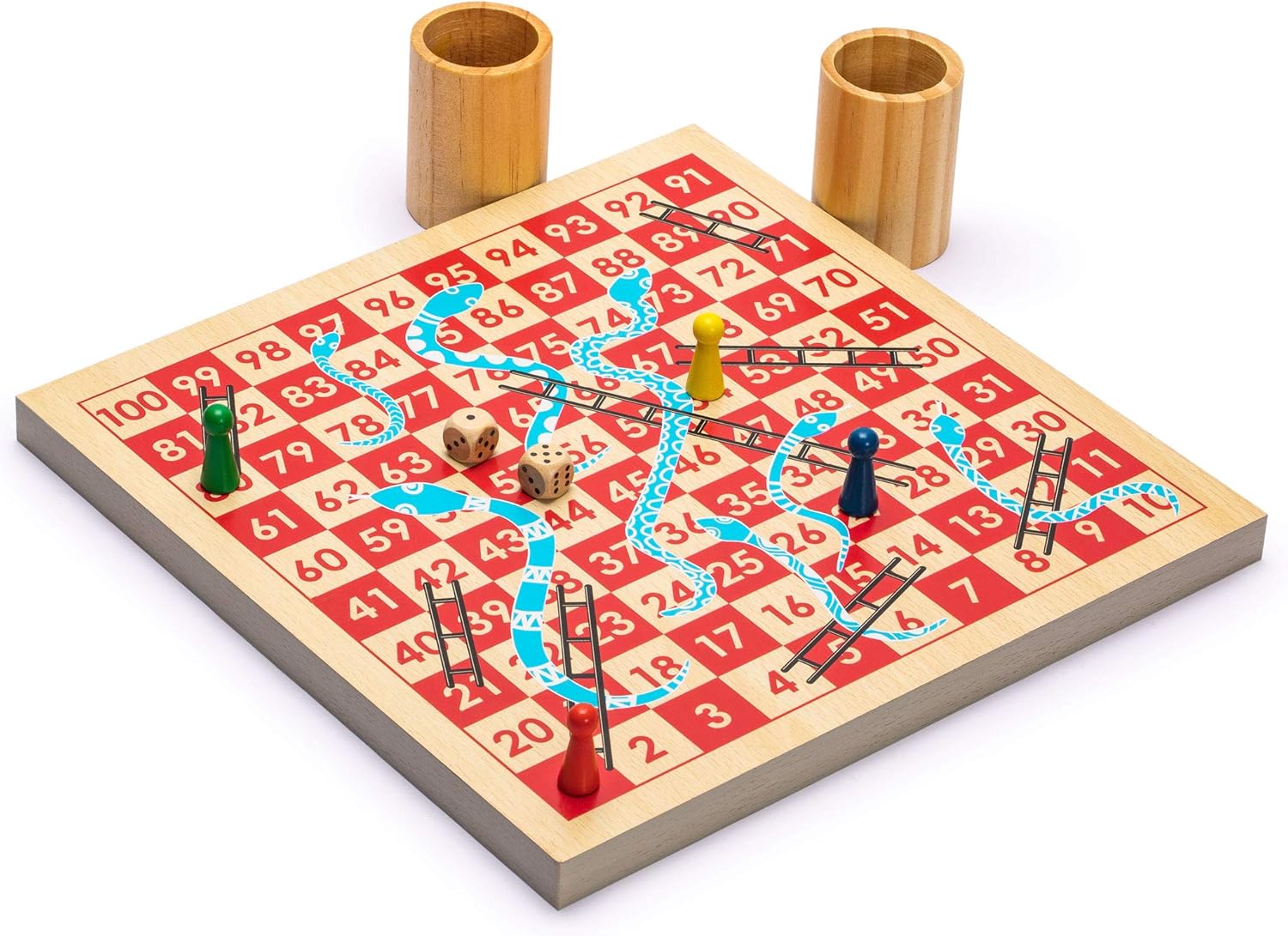 Yellow Mountain Imports Classic Games Bundle – Serpientes y escaleras de madera reversibles 2 en 1, juego de Ludo (11.3 pulgadas) y Ludo reversible