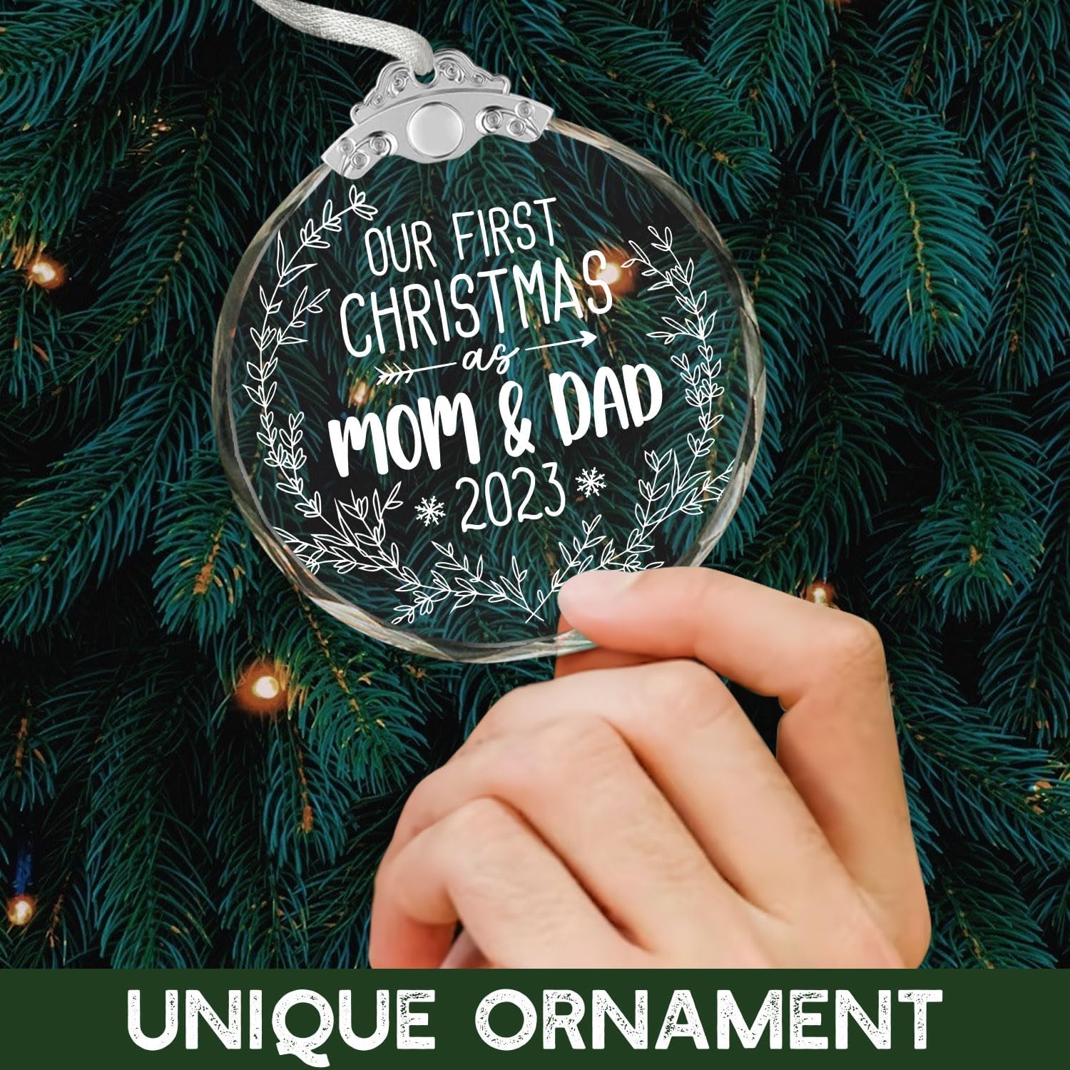 Adornos de Navidad familiares  Adorno de primera Navidad como mamá y papá  Regalos para mamá y papá por primera vez 2023  Adorno de primera Navidad