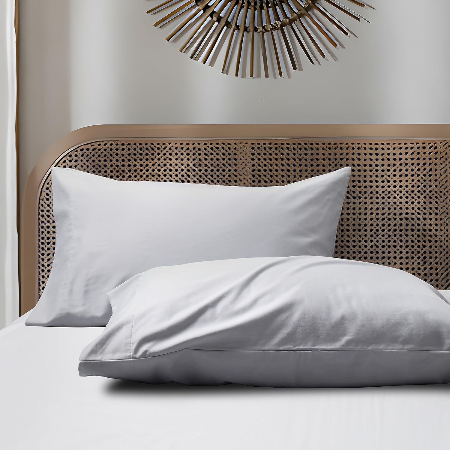 Juego de 2 fundas de almohada de algodón tamaño King, 800 hilos, 100% algodón egipcio, fundas de almohada naturales, suaves y transpirables con