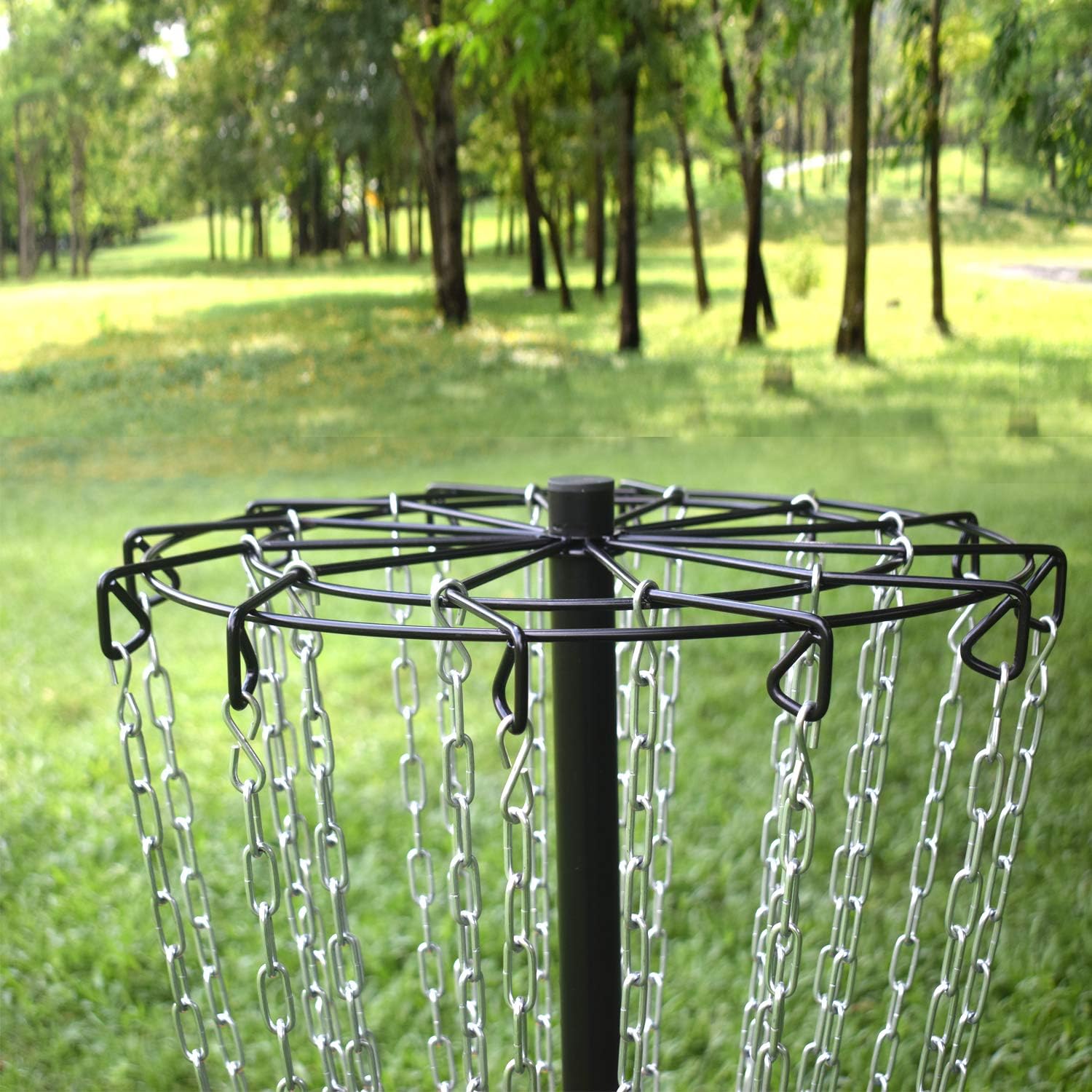 Cesta de golf de disco incluye 3 discos, 24 cadenas portátiles de metal para golf