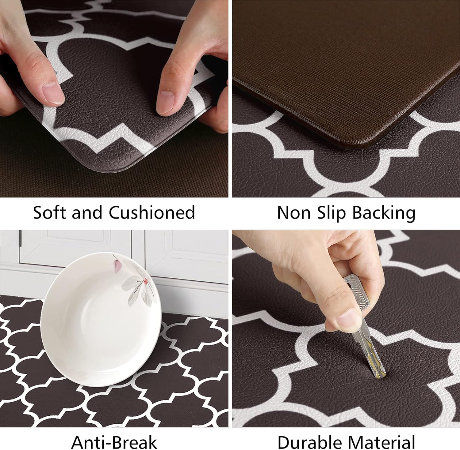 KMAT -2 Tapetes para cocina, acojinados, antifatiga, impermeables, de PVC resistente y espuma cómoda y ergonómica para estar de pie, para el hogar,