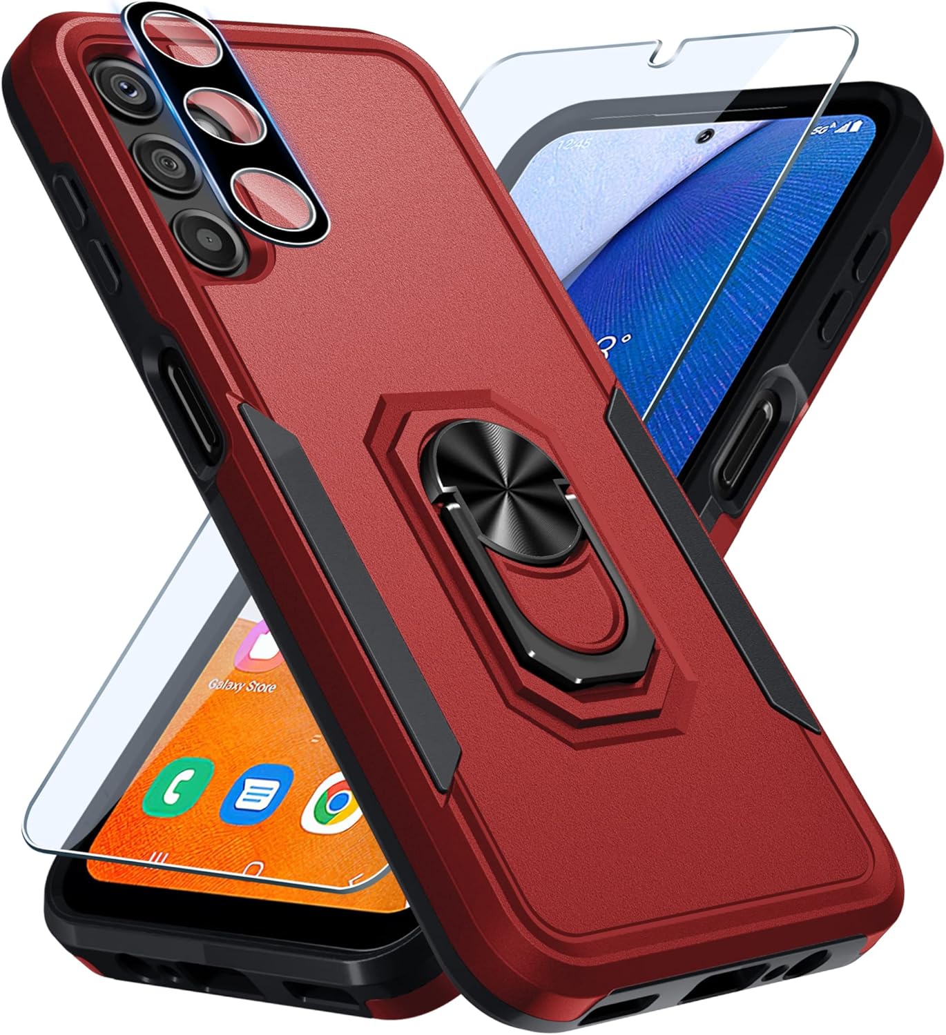 Janmitta Funda para Samsung Galaxy A14 5G con protector de pantalla + protector de lente de cámara, resistente a prueba de golpes, funda protectora