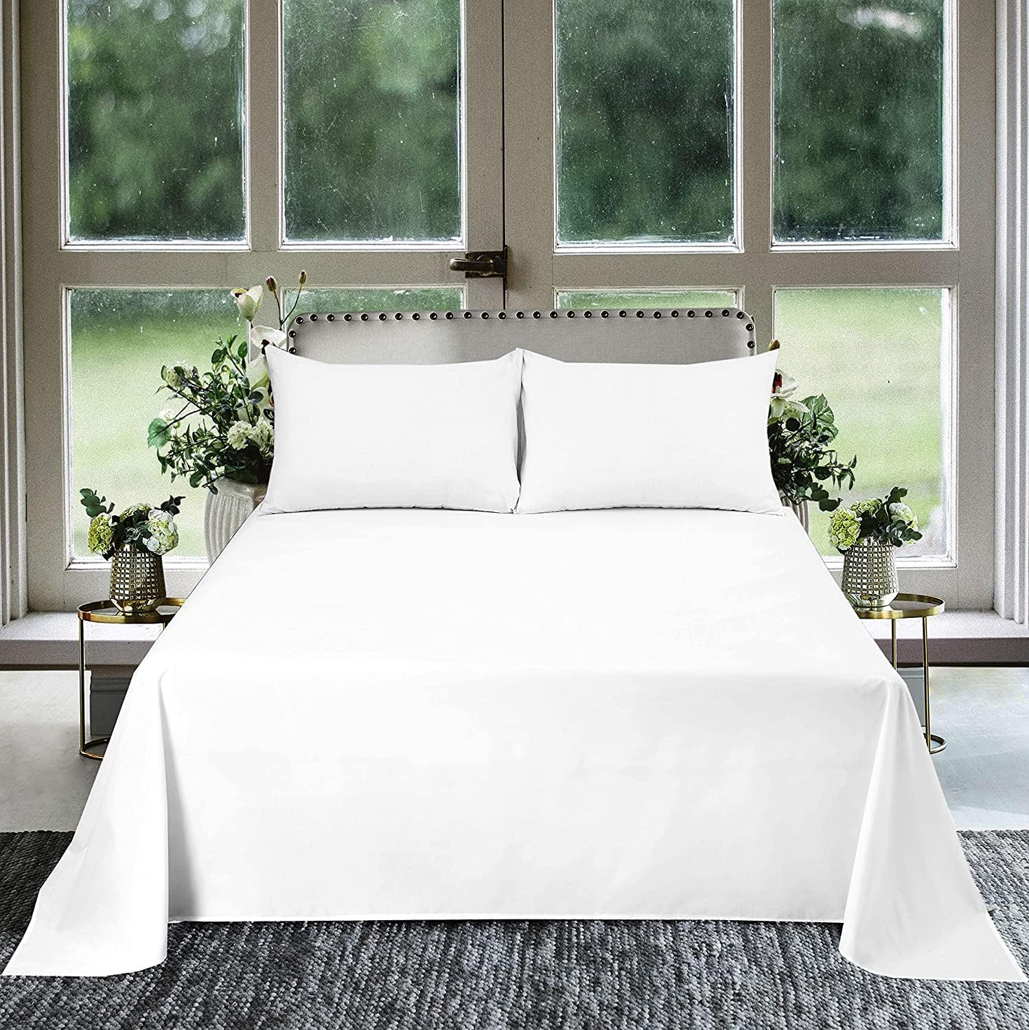 Juego de sábanas de 3 piezas de tamaño King Plus de lujo y suave, 800 hilos, 100% algodón egipcio, calidad de ropa de cama, sábanas encimeras de