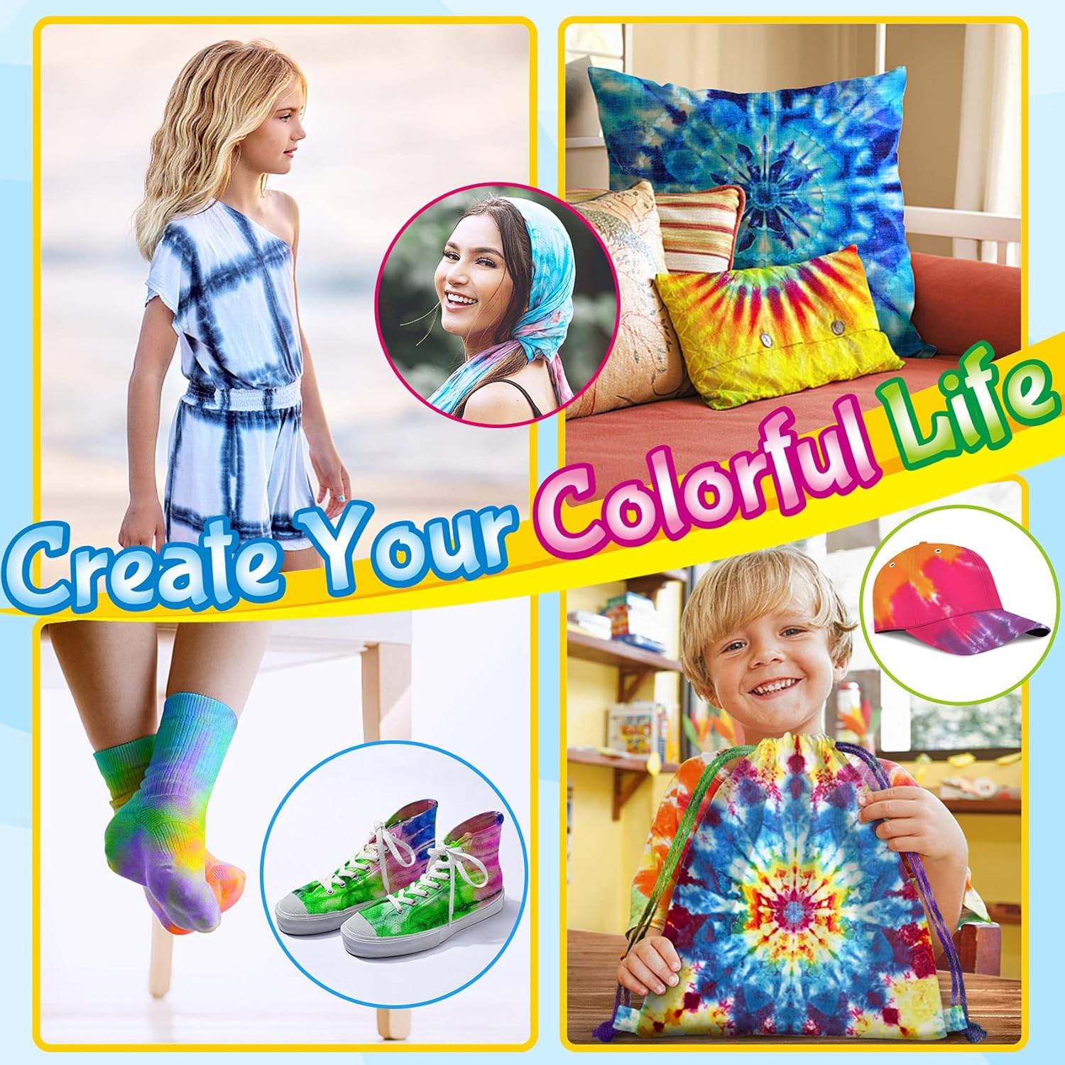 Kit de teñido anudado para niños y adultos, juguete de artes y manualidades para niñas y niños de 6 a 12 años, kits de manualidades de teñido