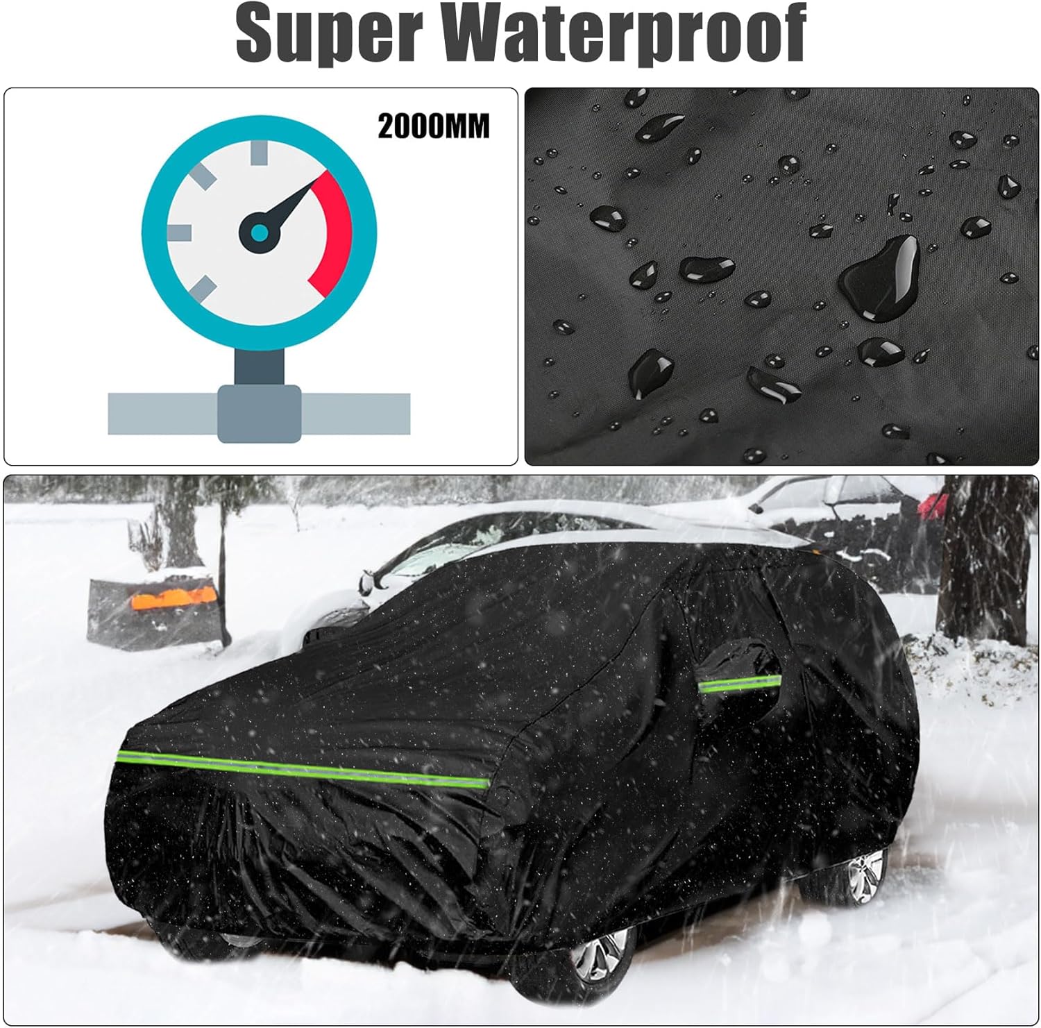 Funda impermeable para automóvil compatible con accesorios Nissan Kicks 2016-2024, negro 210T interior de algodón con cremalleras de puerta para