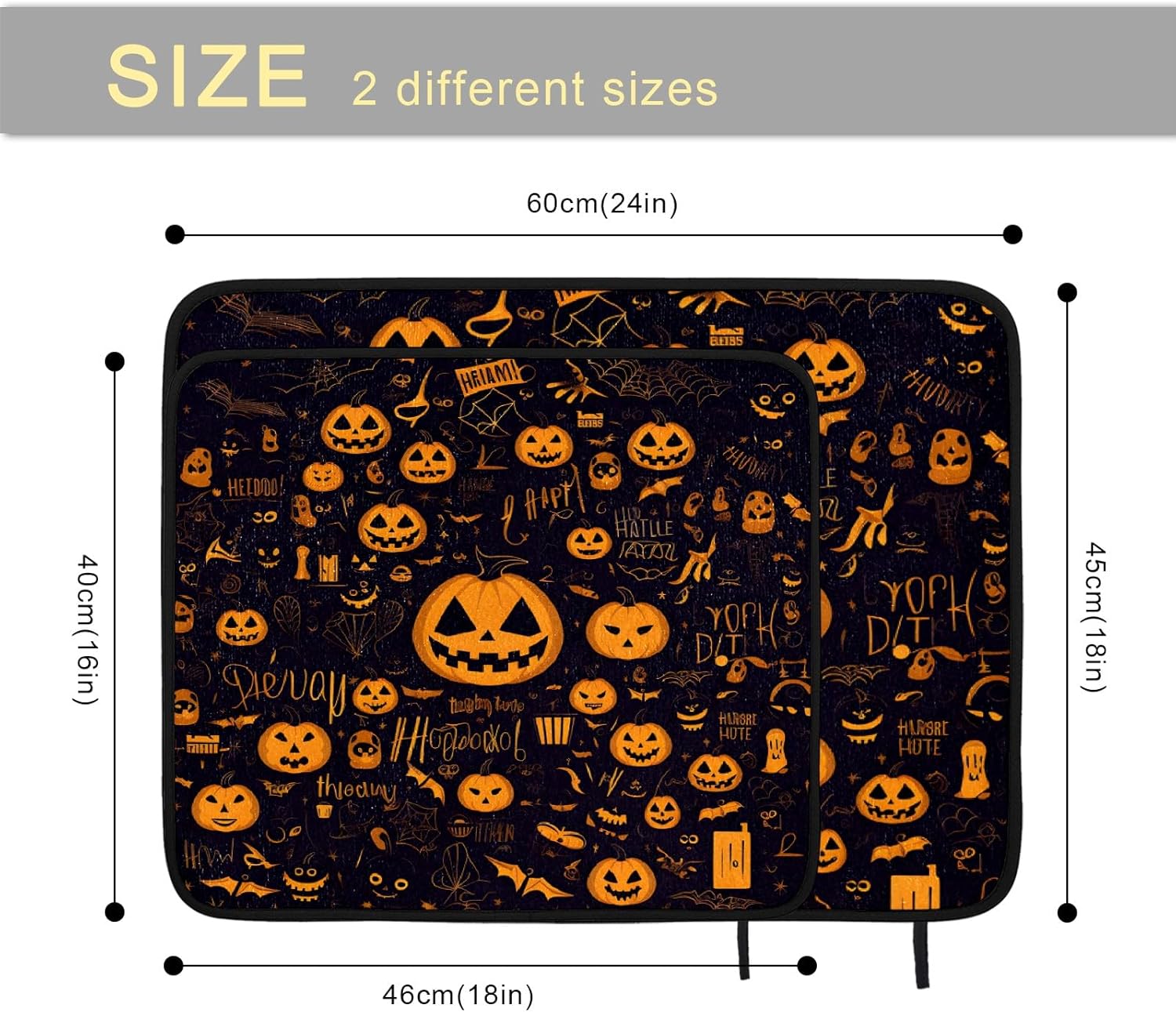 Alfombrillas de secado de platos de calabaza gótica feliz para encimera de cocina, 24 x 18 pulgadas, decoración gótica, almohadilla de secado de