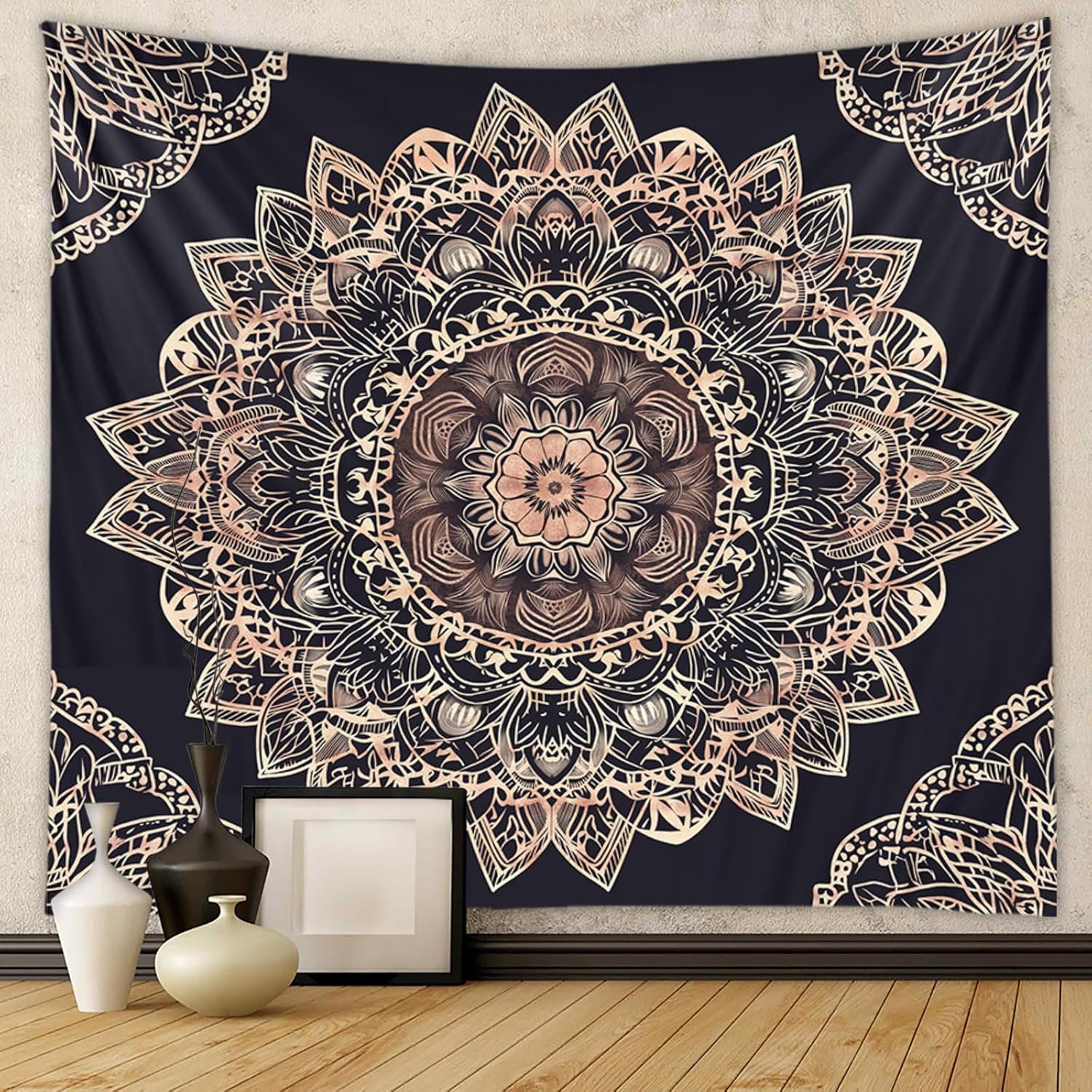 Tapzen Tapiz de mandala místico bohemio, étnico, vintage, bohemio, para dormitorio, estético, hippy, gitano, pavo real, chakra, tapiz para colgar en