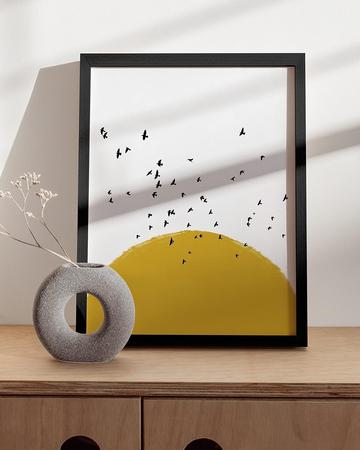 HAUS AND HUES Arte de pared nórdico con impresión artística de sol  Arte de pared amarillo  Decoración de pared moderna de mediados de siglo,