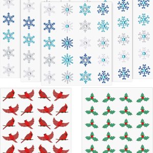 Zonon 300 calcomanías de acebo de Navidad, copos de nieve, calcomanías de purpurina dimensional de diamante 3D de Navidad, calcomanías decorativas Zonon 300 calcomanías de acebo de Navidad, copos de nieve, calcomanías de purpurina dimensional de diamante 3D de Navidad, calcomanías decorativas