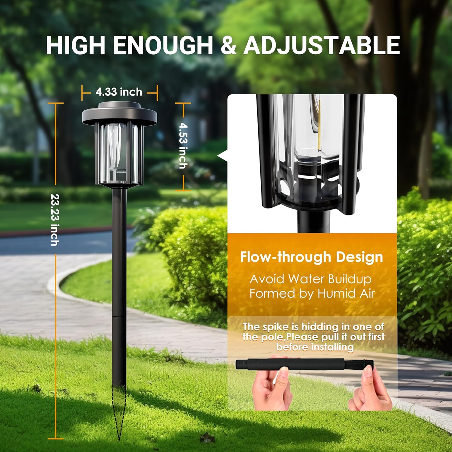 SUNCKET Luces solares de jardín, luces solares brillantes para exteriores, paquete de 6 unidades, IP65, impermeables, encendidoapagado automático,