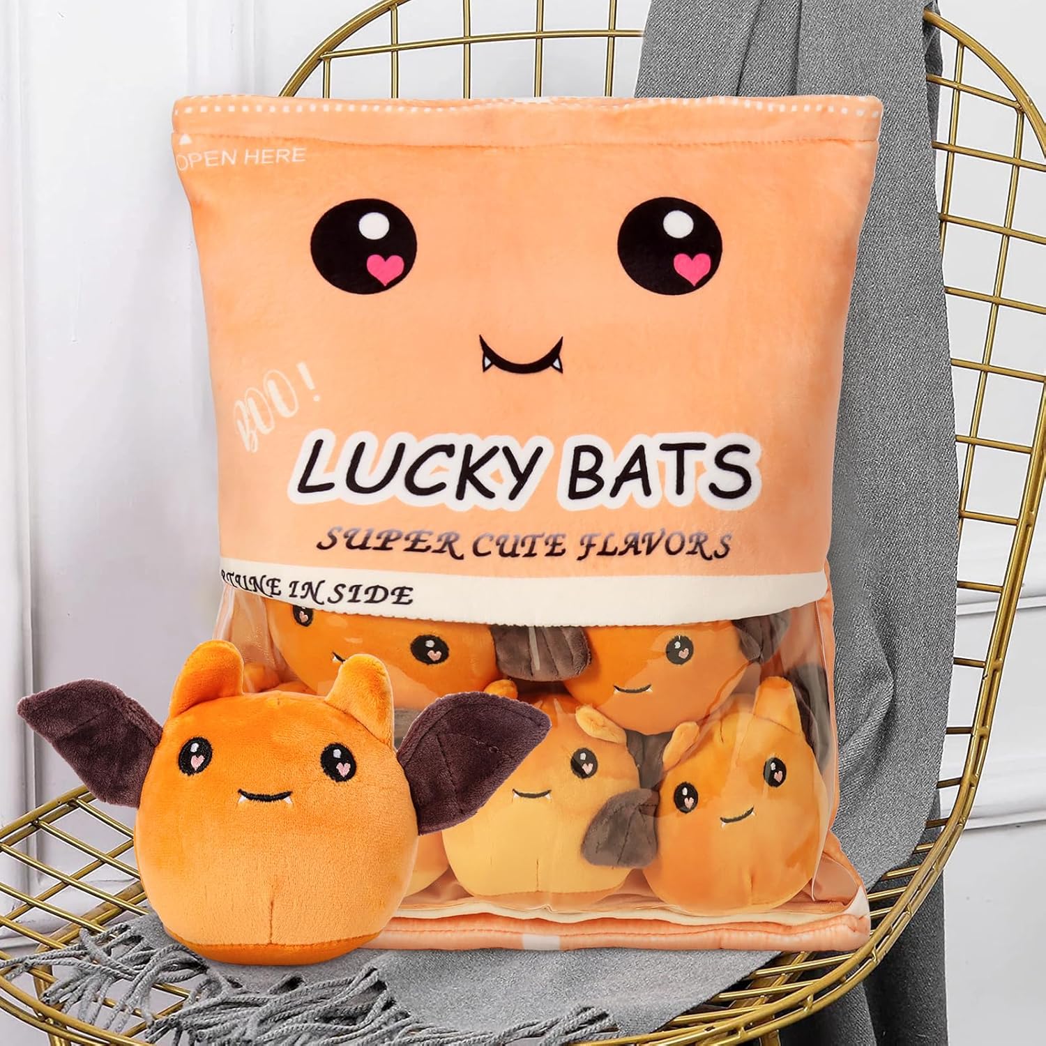 Almohada de felpa, juguetes de peluche de murciélagos extraíbles, bolsa de peluches de murciélago, almohada de felpa de murciélago de peluche,