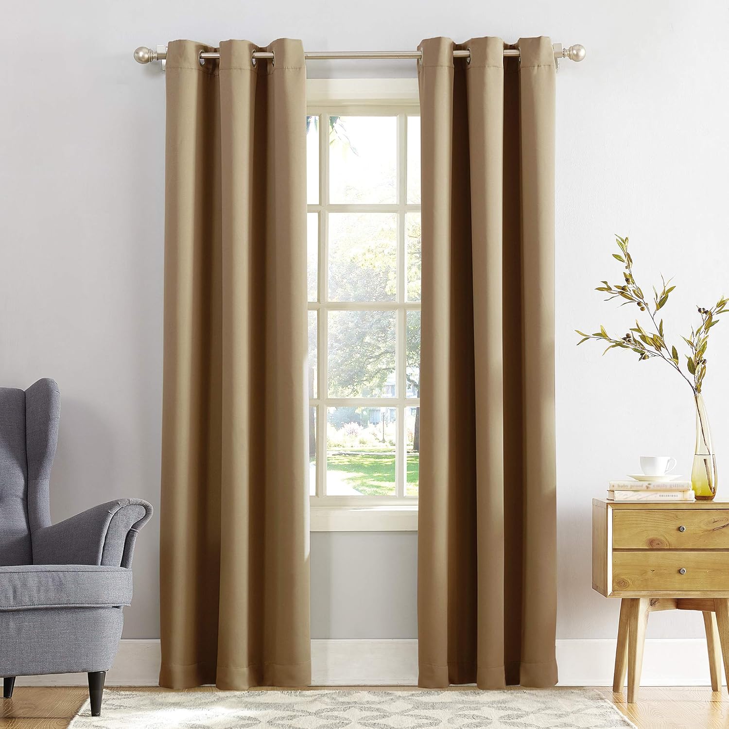 Sun Zero Easton Blackout Energéticamente eficiente – Cortina con ojales, panel1,01 m x 1,37 m, color marrón