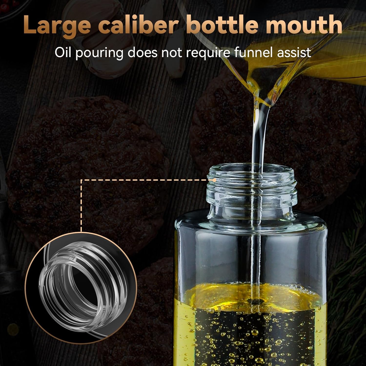 MISSOLO Pulverizador de aceite para cocinar, pulverizador eléctrico de aceite de oliva, pulverizador de aceite de vidrio de 6.8 fl oz, rociador de