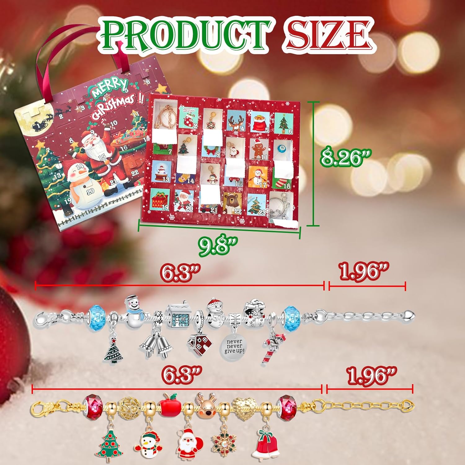 Calendario de Adviento de Navidad 2023 para niñas, juego de 24 pulseras, regalos de Navidad para niños, calendario de cuenta regresiva de 24 días de