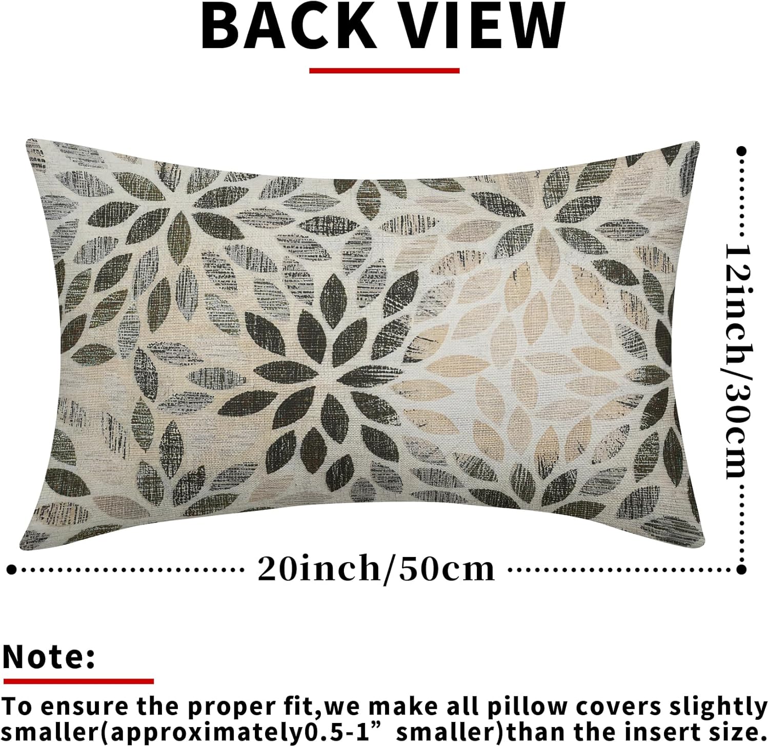 Juego de 2 fundas de almohada lumbar de dalia marrón de 12 x 20 pulgadas, fundas de almohada rectangulares decorativas con flores geométricas