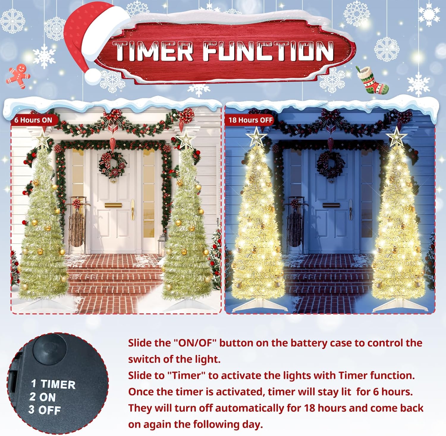 Árbol de Navidad desplegable de 4 pies para decoración de interiores, mini árbol de Navidad preiluminado con 60 luces, árbol de Navidad artificial