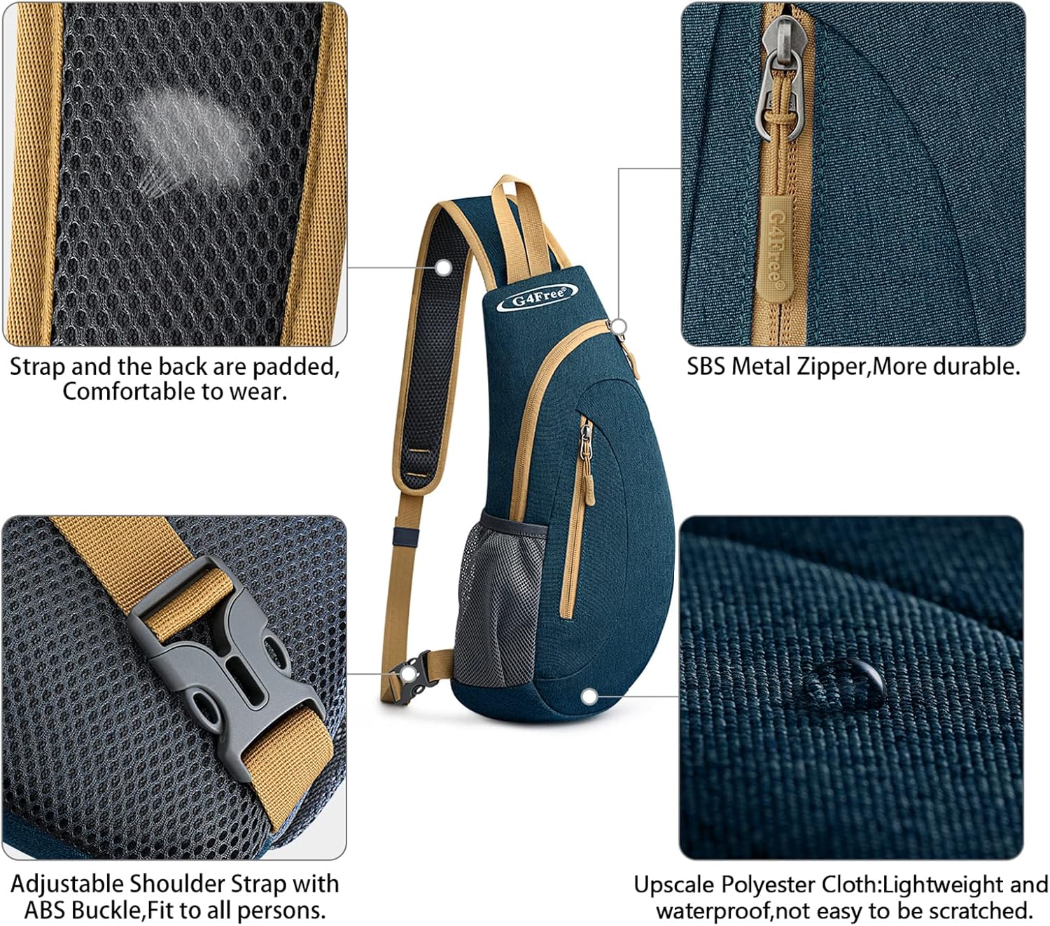 G4Free Bolsos de hombro para hombre, mochila pequeña cruzada para el pecho (azul oscuro)
