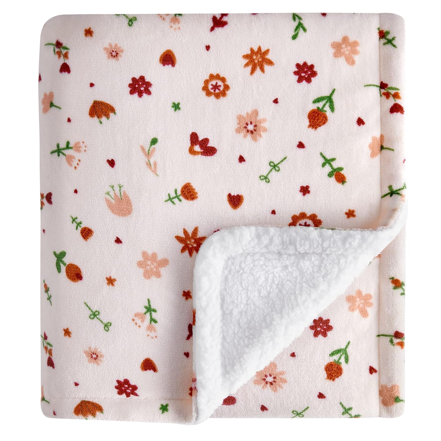DaysU Manta de franela de felpa Sherpa para niñas y niños, generosa manta reversible de microforro polar suave con estampado de flores para niños y