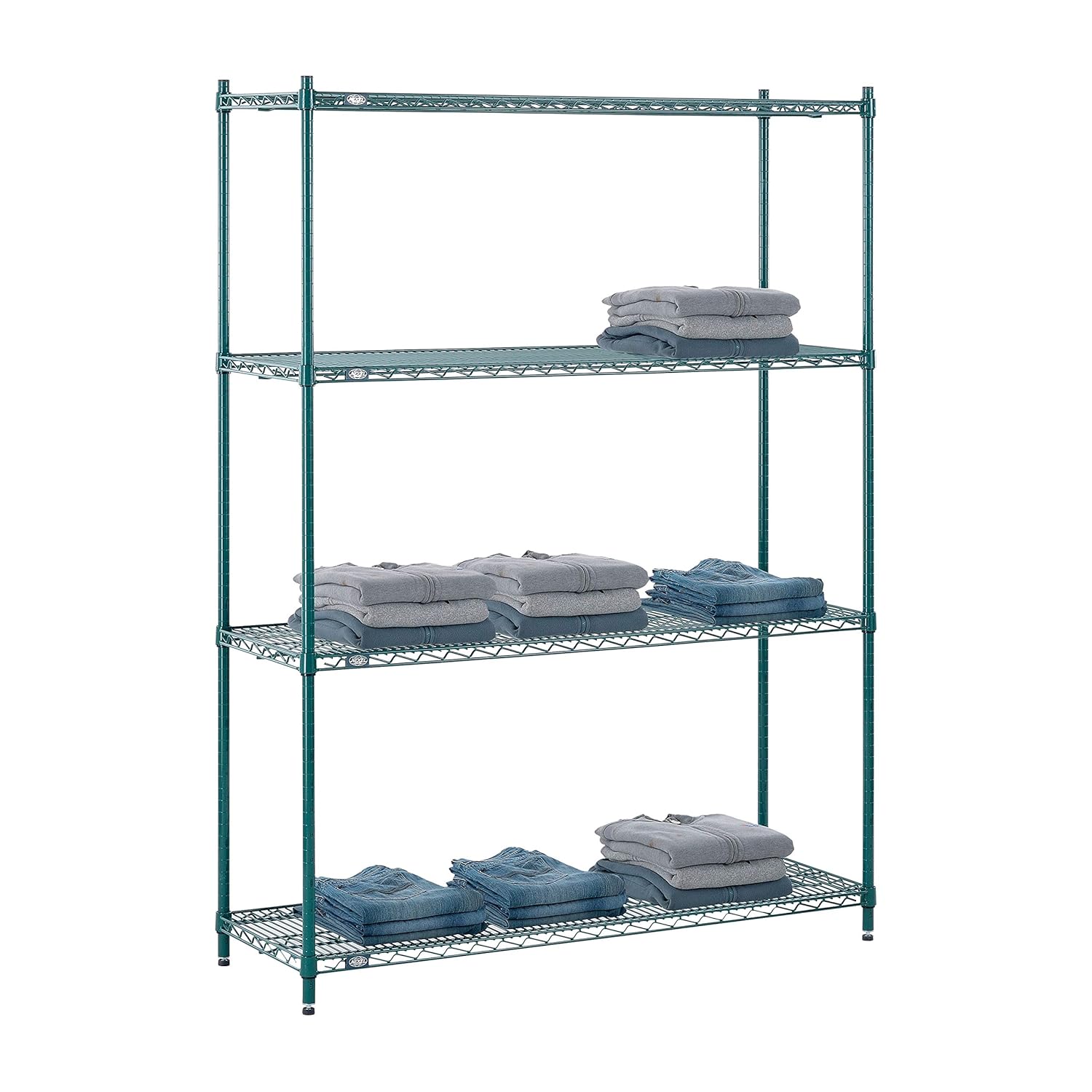 Nexel Estantería de alambre, epoxi verde, 54″ W X 18″ D X 74″ H