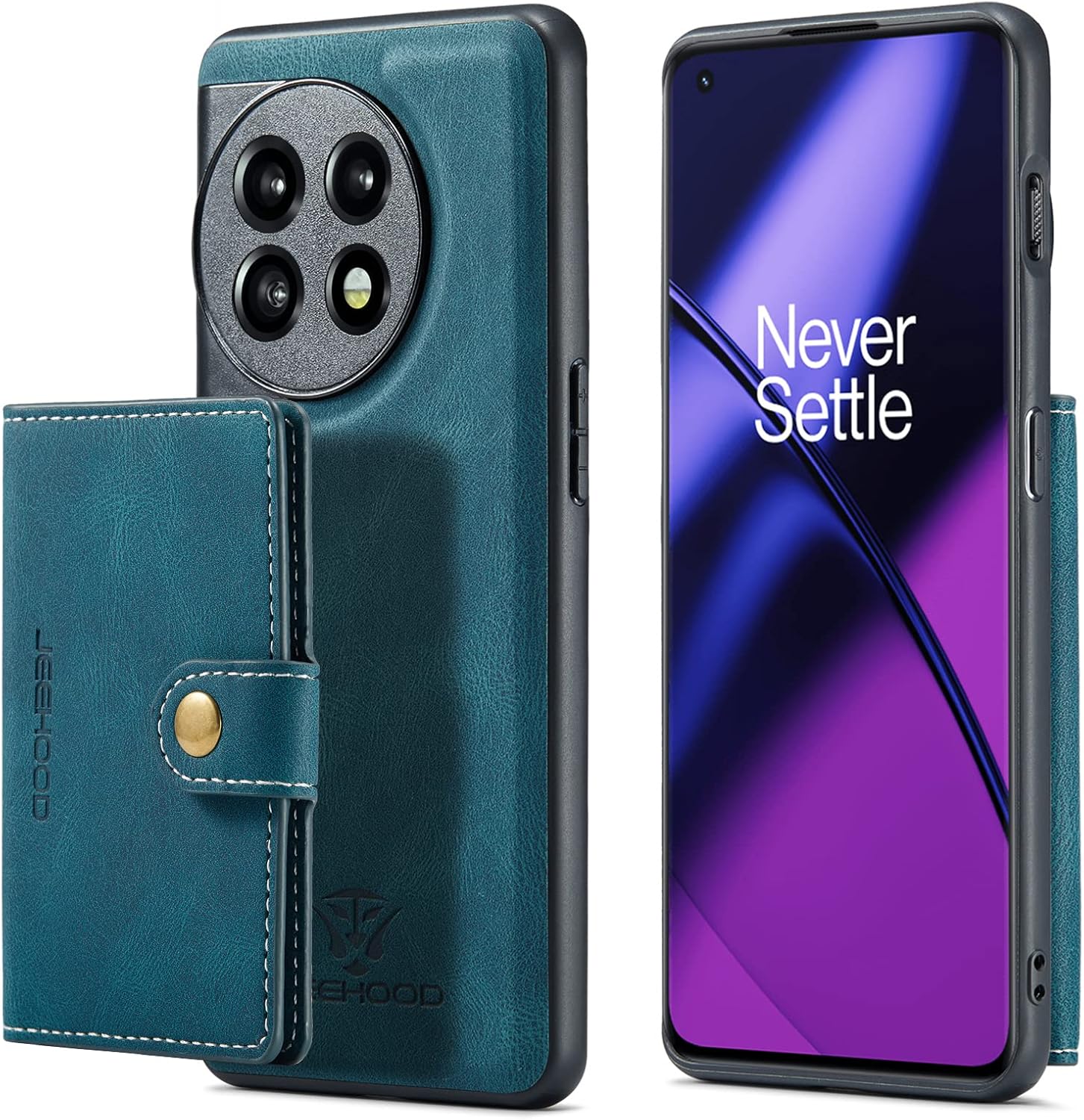 Hongxinyu Funda para OnePlus 11 5G, funda magnética desmontable básica, cartera, tarjeta, ranura para efectivo, función atril compatible con OnePlus