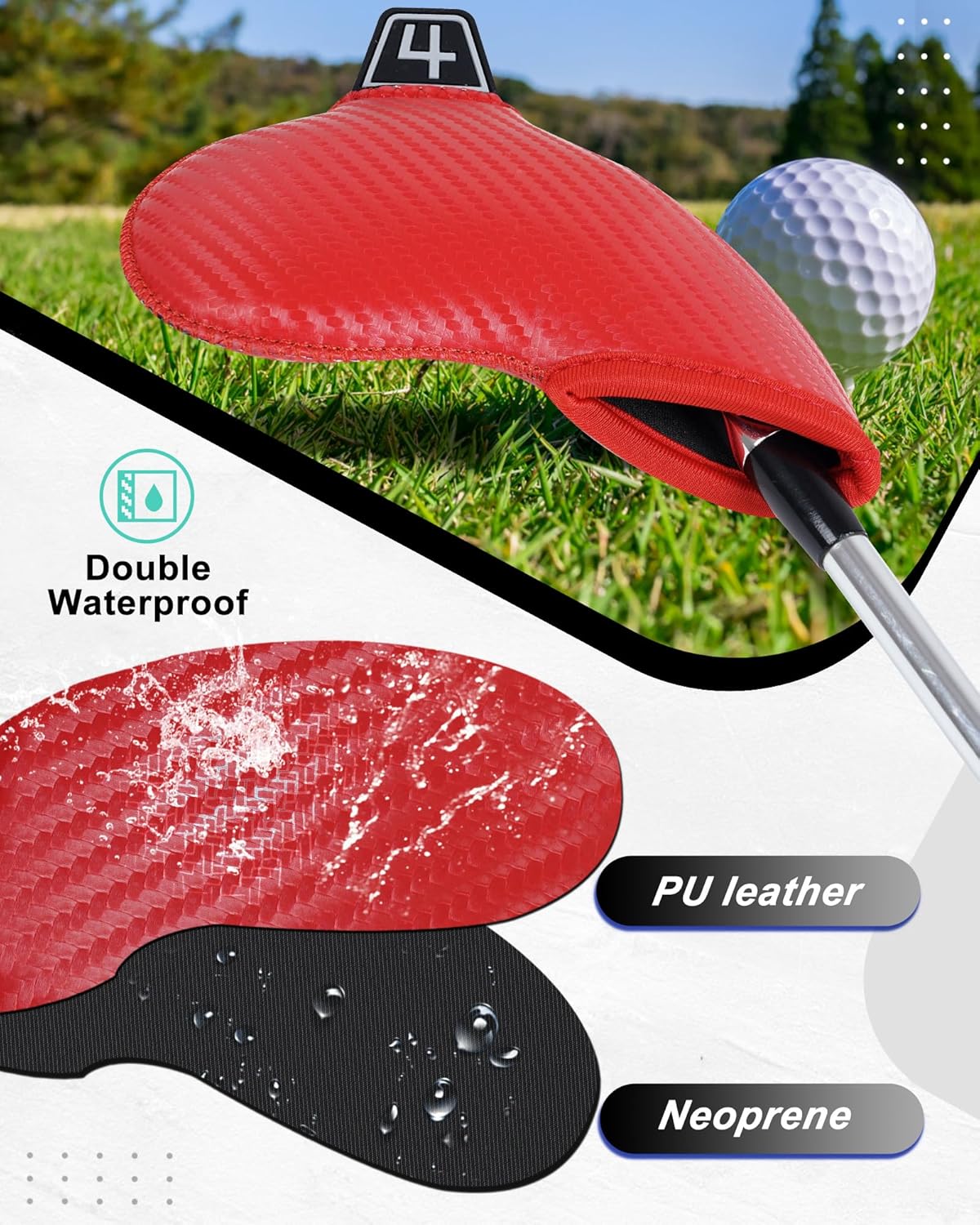 Iron Golf Head Club Set,10pcs Golf Iron Covers, Black Leather Headcover Wedge Covers for Callaway Taylormade Ping Cobra RH and LH Etc