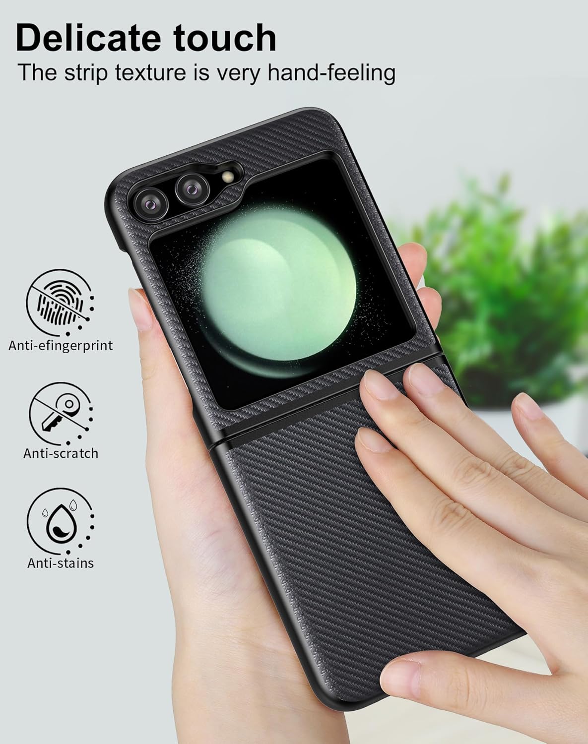 Eastcoo Funda para Samsung Galaxy Z Flip 5 con protección de bisagra, ajuste delgado, ligero, a prueba de golpes, Galaxy Z Flip 5, color negro