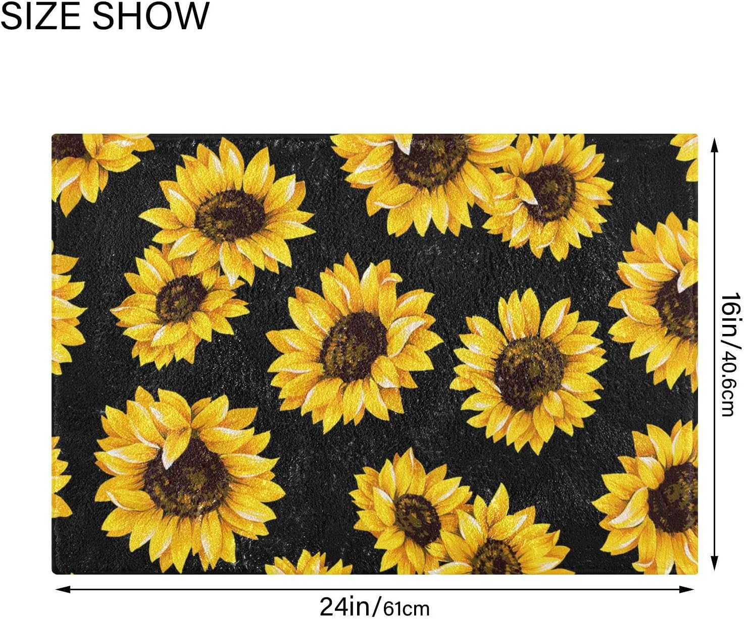 Alfombra de baño negra con girasoles, alfombra de baño suave, absorbente, alfombra de baño, alfombra de baño, alfombra de baño lavable,