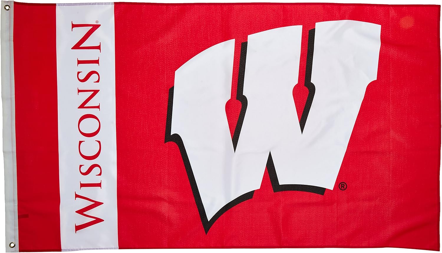BSI PRODUCTS, INC. – Bandera de Wisconsin Badgers de 3 x 5 pies con ojales de latón resistentes – Orgullo de fútbol, baloncesto y béisbol de UW –