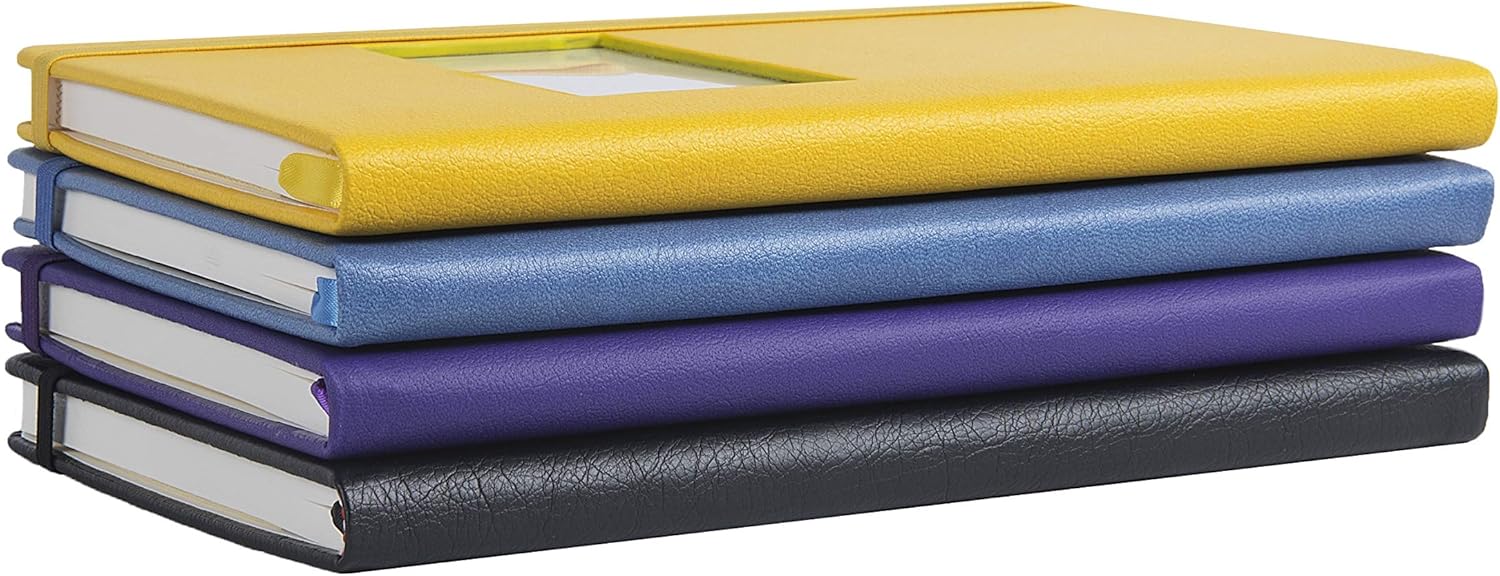 The Why Journal Classic Cuaderno  Diario de tapa dura duradera a rayas con bolsillo, papel marfil grueso, tamaño A5, cierre elástico, soporte para