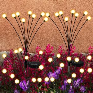 Anordsem Luces solares para decoración de jardín, paquete de 2 unidades, luces de luciérnaga para maceta, balcón, patio, árbol, patio trasero, Anordsem Luces solares para decoración de jardín, paquete de 2 unidades, luces de luciérnaga para maceta, balcón, patio, árbol, patio trasero,