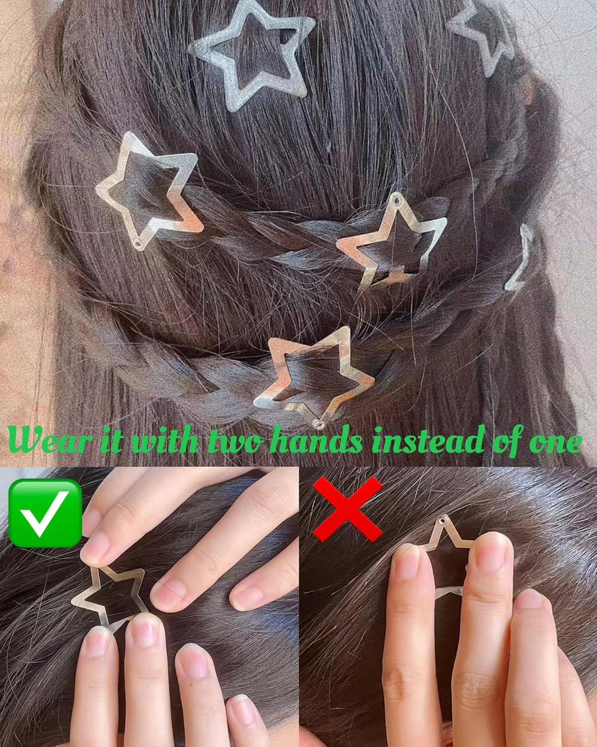 30 pinzas para el cabello de estrella Y2K, accesorios para mujer, 2 colores, pinzas de metal brillante, accesorios antideslizantes para el cabello,