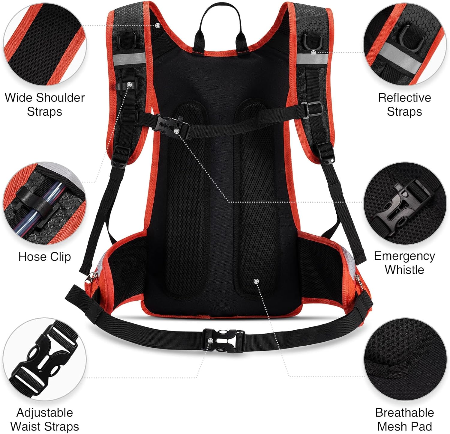Mochila de hidratación de 3 litros, mochila de agua aislada, mochila de senderismo con vejiga de agua, mochila de vejiga de agua para senderismo,