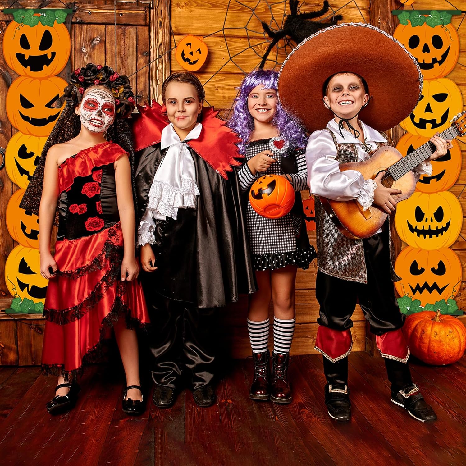 2 carteles de calabaza de Halloween para porche, decoración de fiesta de Halloween, cartel de truco o trato, letrero de puerta colgante de calabaza