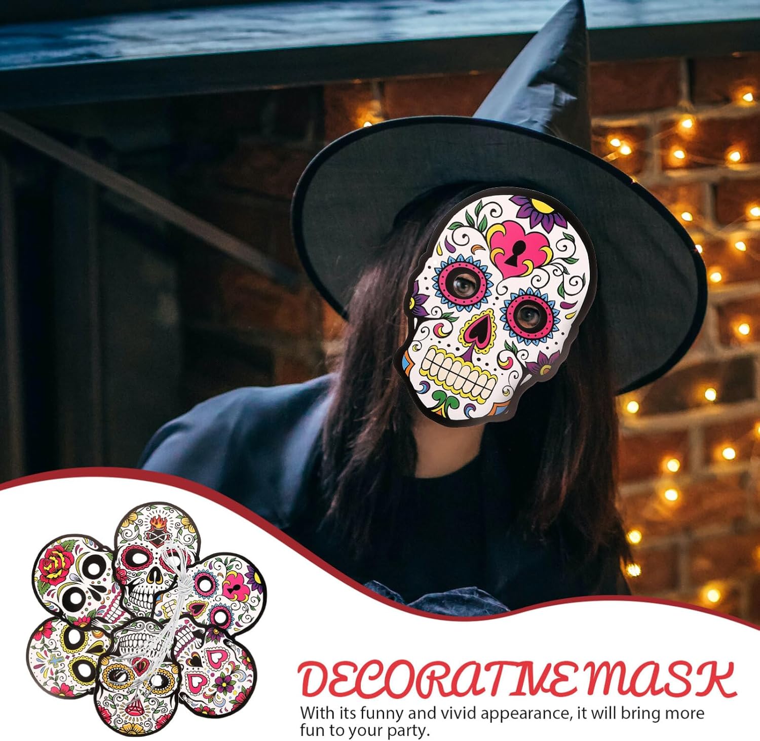 EXCEART 6 máscaras del Día de los Muertos, máscaras de papel de calavera, esqueletos, máscaras de cosplay, fiesta del Cinco de Mayo, sombreros para