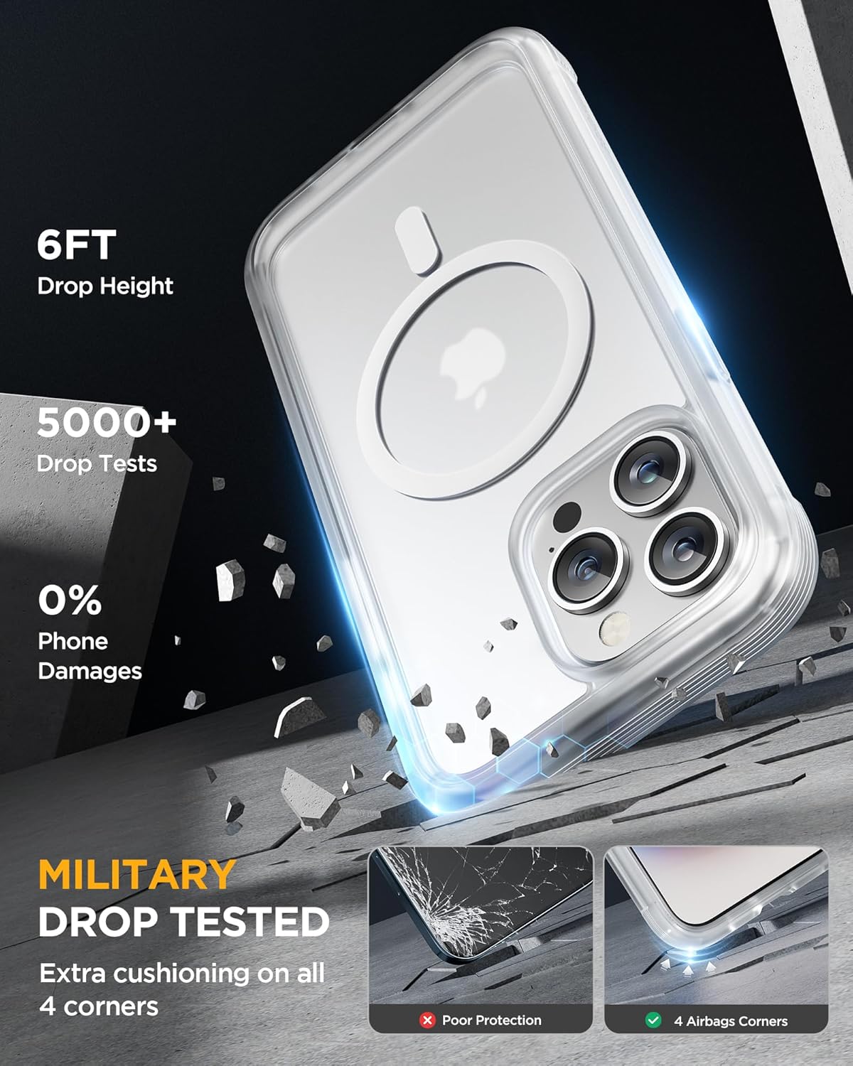 Miracase Funda magnética para iPhone 15 Pro Max de 6.7 pulgadas compatible con Magsafe Funda de cuerpo completo a prueba de caídas para iPhone 15