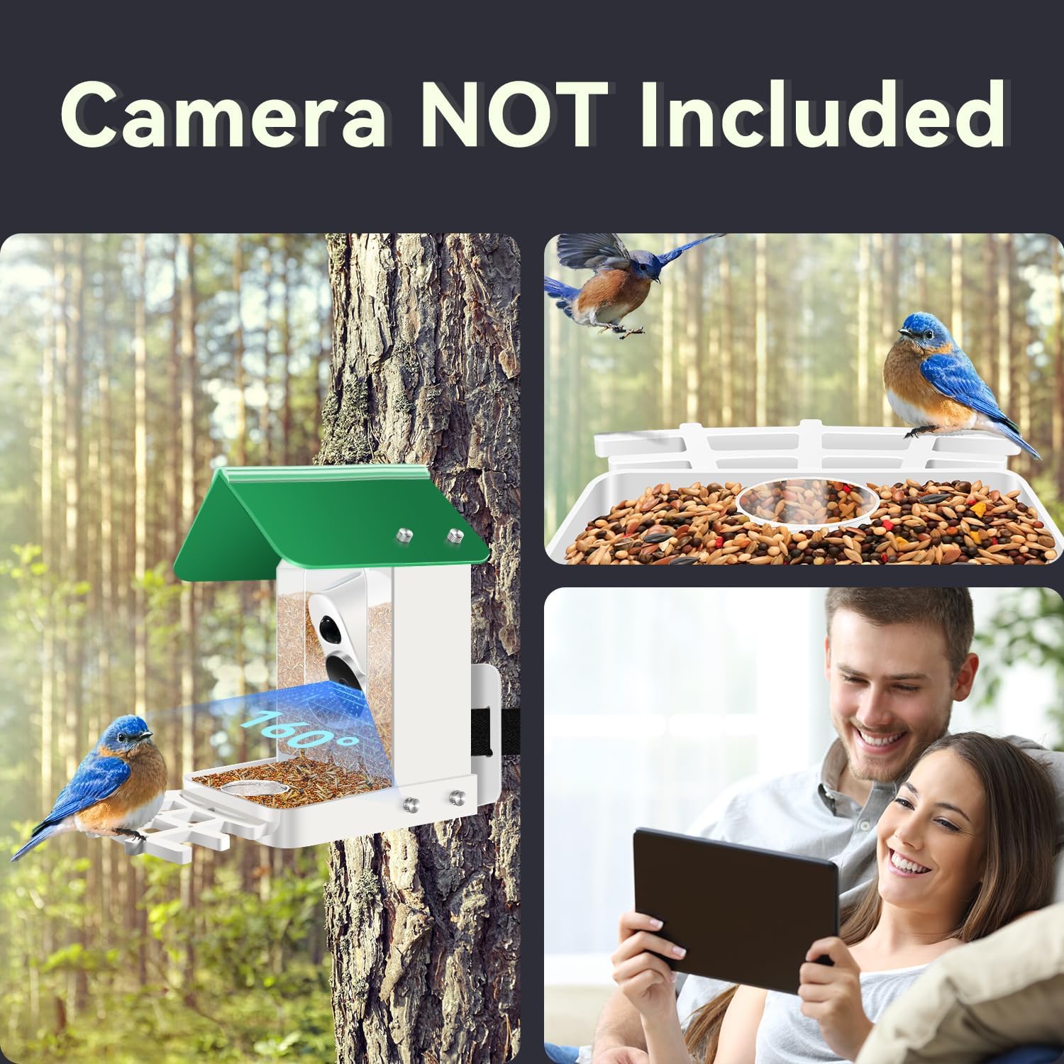 Comedero para pájaros compatible con parpadeos, Wyze y otras cámaras inteligentes para observación de aves con tu cámara de seguridad, regalo para