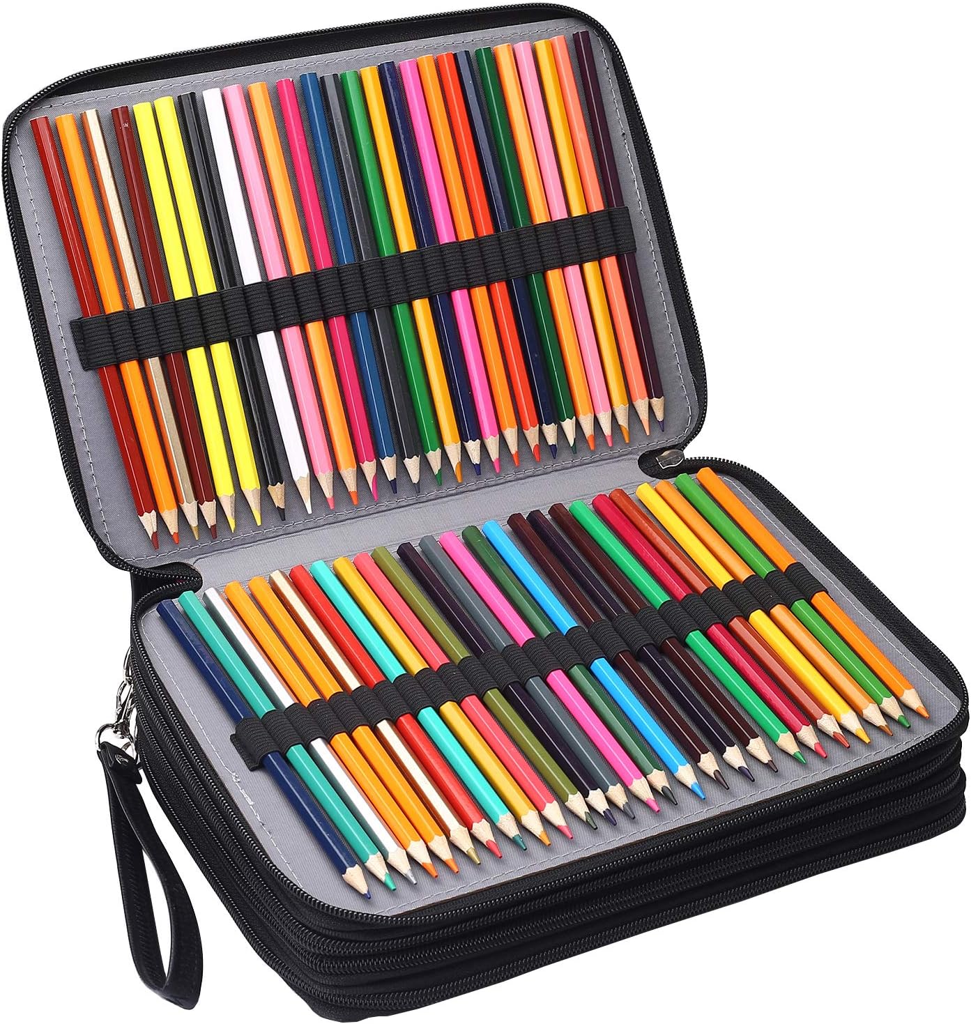 Shulaner Estuche organizador de lápices de colores PU de gran capacidad portátil para lápices 96 ranuras Portalápices