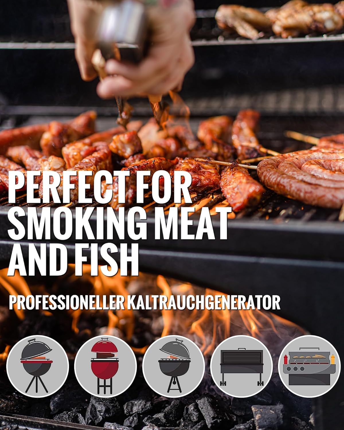 Generador de humo frío, generador de ahumador frío para parrilla de barbacoa, acero inoxidable para ahumar en caliente y frío, ahumador de alimentos