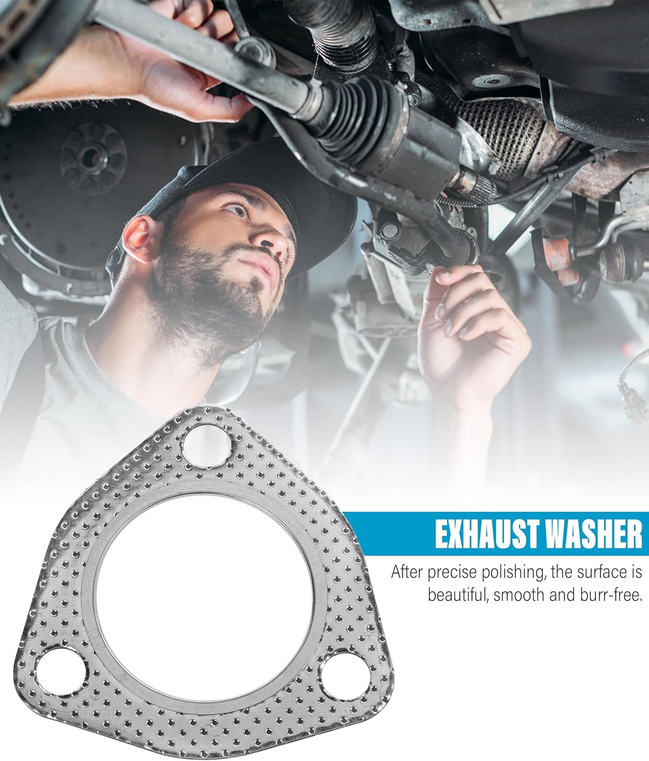 2 juntas de escape, junta de tubo de escape, 3 pernos MLSG de alta temperatura de 3 pulgadas con anillo de fuego SS, accesorios de automóvil, junta